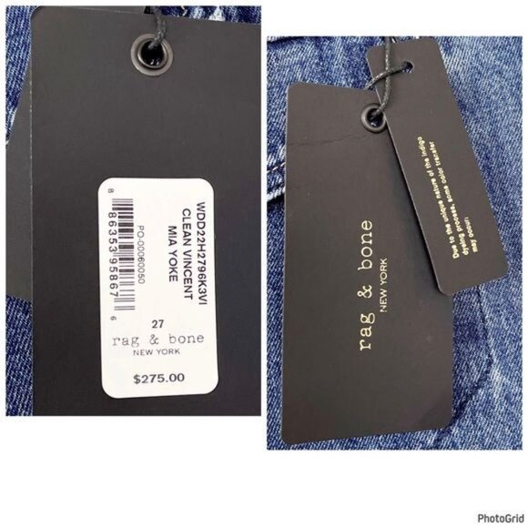 RAG & BONE Mia Yoke Straight Leg Jeans belts tie at waist clean Vincent wash 27 - Picture 5 of 12